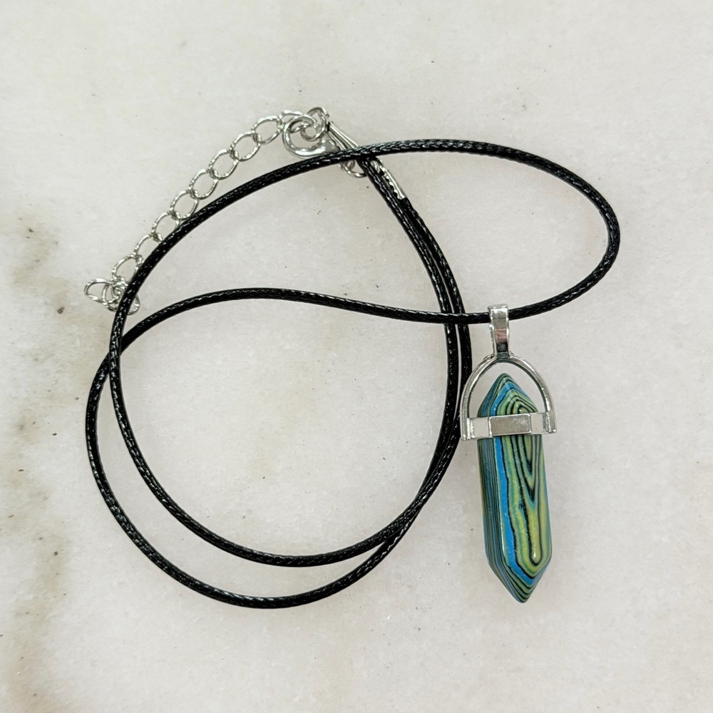 Boho Green Blue Layered Pendant Necklace